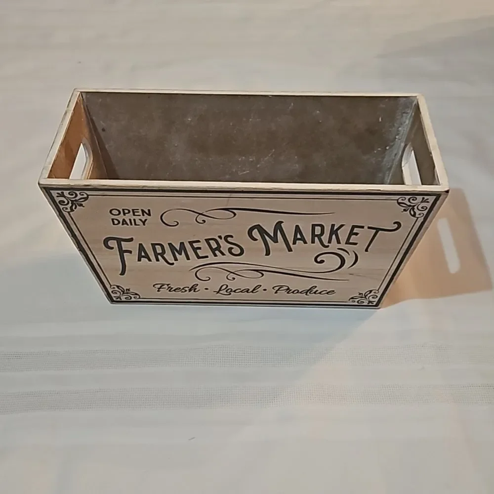Farmers Market Gray & White Decorative Storage Bin | Modern Farmhouse Decor
